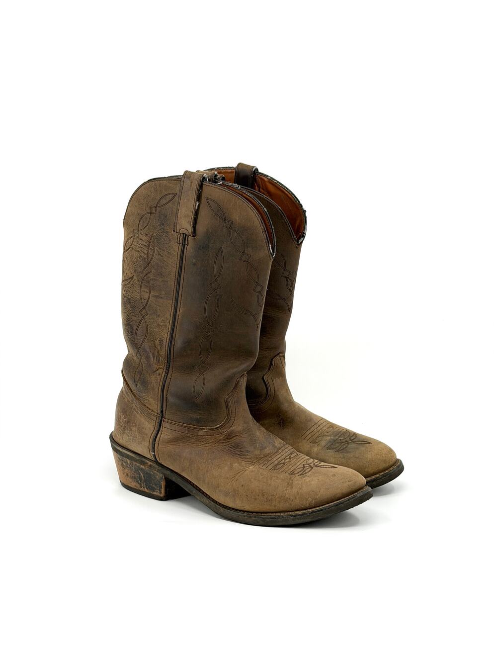 Guide Gear Distressed Brown Genuine Leather Western Cowboy Boots Shoes